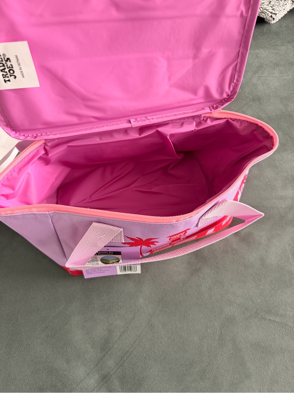 Trader Joe's Pink and Purple Insulated Tote Bag - Picture 2 of 3